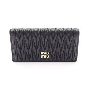 Miu Miu Matelasse Bi fold Long Wallet Leather Black